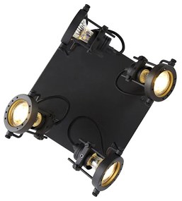 Priemyselné bodové svetlo čierne 4-žiarovkové - Suplux
