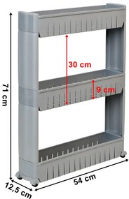 Pojazdný regál LEIRA 3 police sivý
