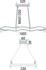 Toolight Toolight, stropné svietidlo 120cm, 24W, 3000K, LHJ027-CP, zlatá lesklá, OSW-50012