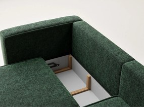Tmavozelená ženilková rozkladacia/s úložným priestorom rohová pohovka (pravý roh/s leňoškou) Velto – Maison de Rêve