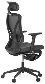 Ergonomická kancelárska stolička ZANE s podnožkou — sieťovina/látka, sivá