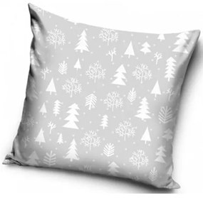 Tiptrade - Vianočná obliečka na vankúš - Vianočné biele stromy / 40 x 40 cm