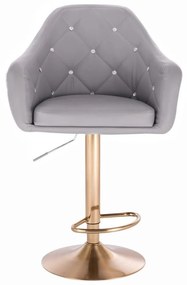 LuxuryForm DESIGN Barová stolička ROMA na zlatom tanieri - šedá