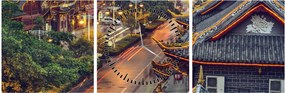Obraz - Qintai Road, Čcheng-tu, Čína (s hodinami) (90x30 cm)