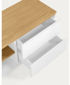 Biely TV stolík v dekore duba 150x44x36 cm Abilen – Kave Home