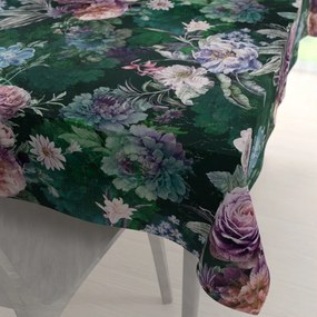 Biante Dekoračný obdĺžnikový obrus Parma PM-114 Fialové kvety na tmavo zelenom 140x180 cm