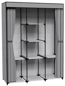 Látková šatníková skriňa s 8 policami SONIA antracitová