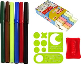 LEAN Toys Obojstranná skladacia tabuľa 2v1 v kufríku na kriedu a fixky