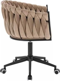 LuxuryForm DESIGN Stolička NORDEN VELUR na čiernej podstave s kolieskami - latte