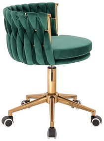 LuxuryForm DESIGN Stolička LYON VELUR na zlatej podstave s kolieskami - zelená