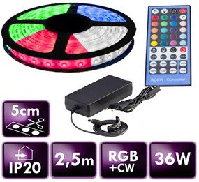 ECOLIGHT LED pásik - RGB+CW - 2,5m - 60LED/m - 14,4W/m - 1500Lm - IP20 - SADA