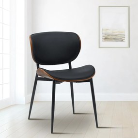 Stolička Enid - koženka - Orech / Čierna