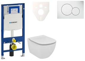 Cenovo zvýhodnený závesný WC set Geberit do ľahkých stien / predstenová montáž + WC Ideal Standard Tesi 111.300.00.5NF1