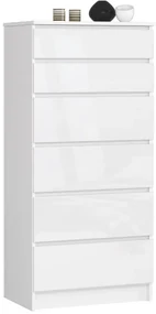 Komoda K60 6SZ CLP biela, lesk