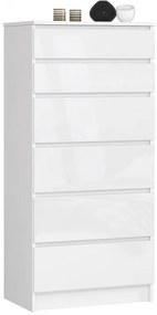 Komoda K60 6SZ CLP biela, lesk
