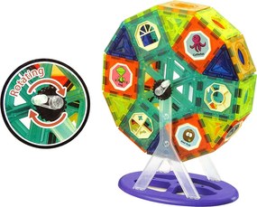 LEAN Toys Magnetické stavebnice 3D stavby – Ruské kolo a kolotoč, 71 dielov