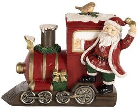 Červená vianočná dekorácia Santa stojaca pri mašinke - 16*10*13 cm