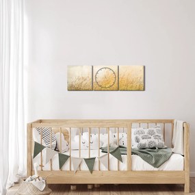Obraz - Pole na jeseň (s hodinami) (90x30 cm)