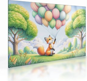 Sklenený obraz – Šťastná líška (70x50 cm)
