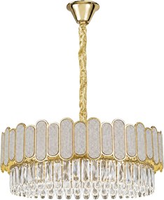 Toolight Toolight, krištáľová závesná lampa Ø50 cm, 6×E14, SWE107-CP, zlatá, OSW-30229