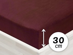 Jersey napínacie prestieradlo na vysoký matrac JR-011 Bordó 90 x 220 - výška 30 cm