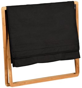 Kesper Kôš na triedenú bielizeň, čierny s bambusovým rámom, 69x41x56,5 cm