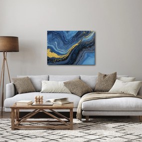 Obraz - Modro-zlatá abstrakcia (70x50 cm)