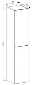 Mereo, Aira, kúpeľňová skrinka 157 cm vysoká, ľavé otváranie, biela, dub, šedá, MER-CN714LN