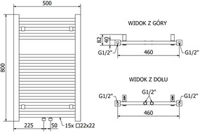 Mexen Pluton, elektrické vykurovacie teleso 800x500 mm + vykurovacia tyč 600 W, biela, W106-0800-500-2600-20