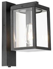 Vonkajšia nástenná lampa čierna IP44 so senzorom súmraku - Charlois