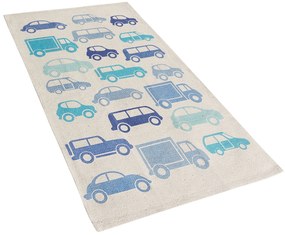 Detský bavlnený koberec so vzorom 60 x 90 cm modrý MADURAJ Beliani