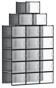 Boxy na topánky, 18ks, transparentné, 18,5x25x35cm