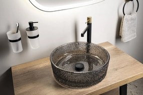 Sapho Sapho, ERSEL gravírované sklenené umývadlo na dosku priemer 39,5cm, čierna, TY323B