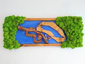 Machový obraz v kombinácii s epoxidovou živicou 40cm x 90cm