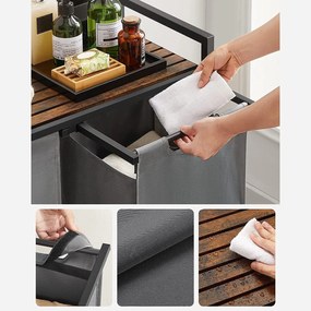 Kôš na bielizeň s 2 priehradkami, kôs na prádlo, 2 x 46 l, sivý