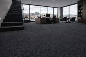 Associated Weavers, Koberec metráž Medusa 99, na mieru, šíře 4m, čierna, ab (mriežka), chodba / predsieň