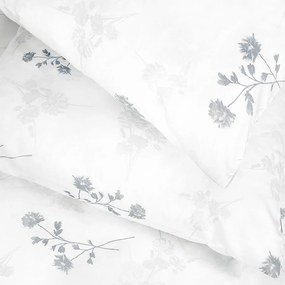 Goldea saténové posteľné obliečky deluxe - svetlo sivé lúčne kvietky 140 x 220 a 70 x 90 cm