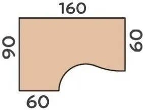 Ergonomický stôl Impress 160 x 90 cm, ľavý, javor