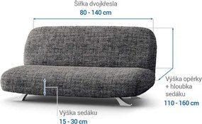 Bielastické poťahy VITTORIA šedá dvojkreslo s drevenými rúčkami (š. 80 -140 cm)
