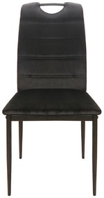 Stolička PAX čierna (látka Bluvel 19) - moderná, čalúnená, zamatová, do obývačky, jedálne, kancelárie, s lakťovou opierkou