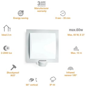 Steinel 566814 - Vonkajšie nástenné senzorové svietidlo 1xE27/60W/240V L 20 S IP44