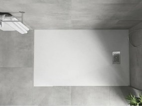Mexen Hugo, obdĺžniková sprchová vanička SMC 160 x 90 cm, biela, oceľová krytka, 42109016-X