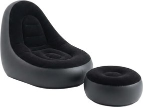 Nafukovacie kreslo s taburetom RESTIO 86x88 cm, čierne