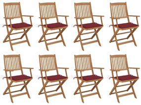 Skladacie vonkajšie stoličky s podložkami 8 ks akáciový masív 3075094