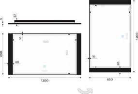 Nimco Čierne LED zrkadlo 1200x650 s dotykovým senzorom - ZPC 41006V-90