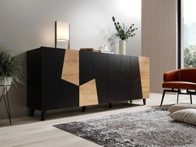 Komoda Itrulto, Farby: čierna/čierna + dub craft
