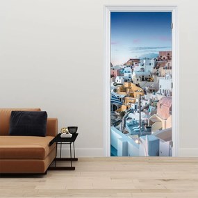 Fototapeta na dvere - Stmievanie v Santorini (95x205cm)