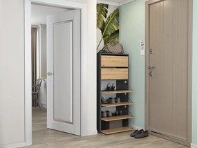 Botník (skrinka na topánky) Metido 1 (antracit + dub artisan). Akcia -19%. Vlastná spoľahlivá doprava až k Vám domov. 1132580