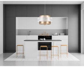Luster na lanku GABI 1xE27/60W/230V zlatá/biela pr. 40 cm