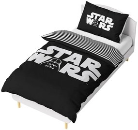 Čiernobiele bavlnené posteľné obliečky Star Wars - motív The Dark Force - 100% bavlna - 70 x 90 cm + 140 x 200 cm